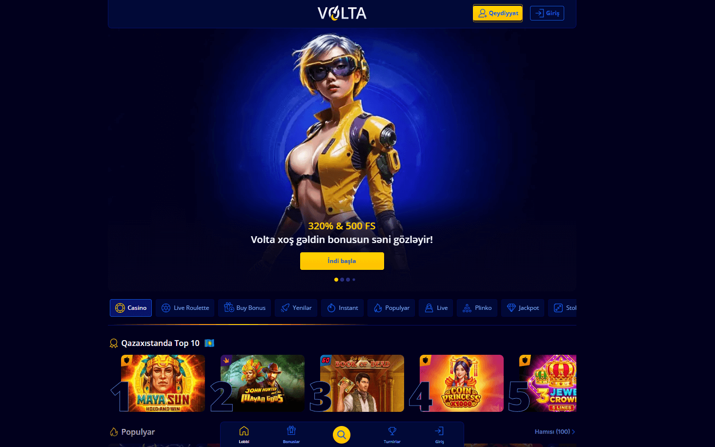 Главная страница Volta Casino