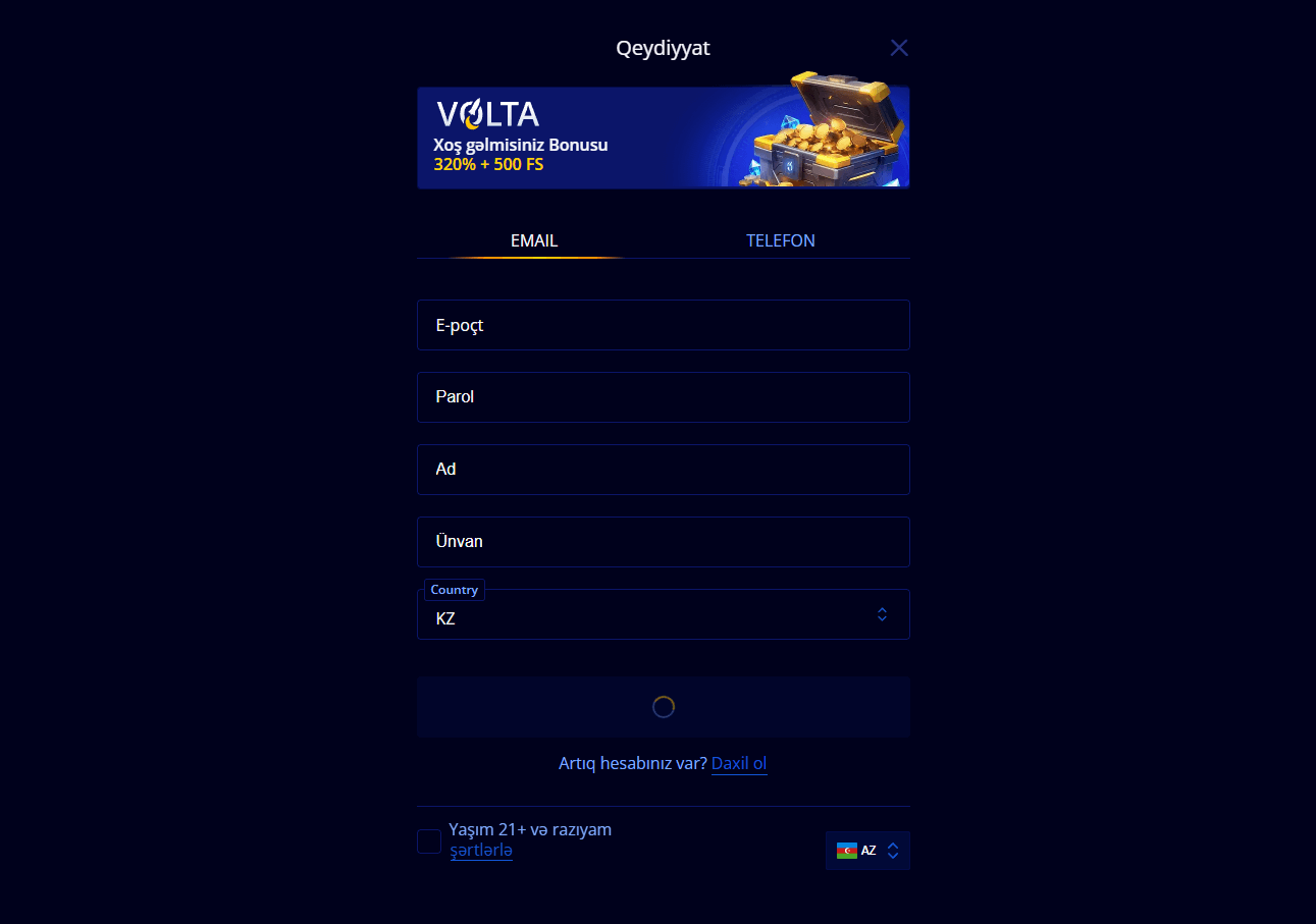 Регистрация и вход в Volta Casino